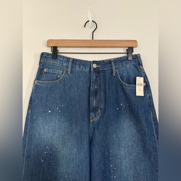 Pilcro Anthropologie The Annie Wide Leg Splatter Medium Wash Jeans Size 30 NEW - Picture 4 of 10